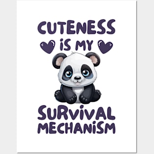 cuteness is my survival mechanism cute funny panda Posters and Art